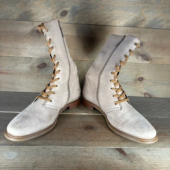 Cole Haan womens size 8.5 shoes brown leather tall lace up boots - Picture 3 of 9